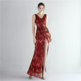 Plus Size Beauty Costume Long Sequin Formal Party Evening Dress