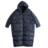 Women Winter Loose Plus Size Long Hooded Padded Jacket Over Knee Down Coat