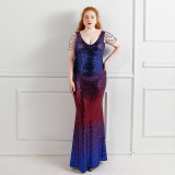 Plus Size Beauty Long Sequin  Formal Party Evening Dress