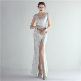 Plus Size Beauty Costume Long Sequin Formal Party Evening Dress