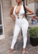 Women Halter Neck V-Neck Lace-Up Jumpsuit
