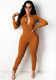 Women Autumn Color Zip Sexy Bodysuit