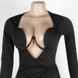 Sexy V-Neck Irregular Dress Nightclub Dress