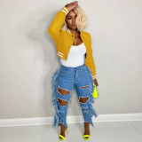 WomenCasual Ribbed Collar Pu-Leather Jacket