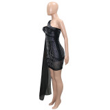 Sexy Cutout Low Back Beaded Cape Sleeve Women'S Party Evening Dress