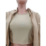 Women'S Fleece Hoodies Hooded Sports Casual Three-Piece Pants Set