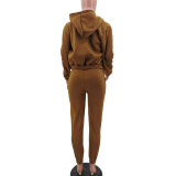 Women'S Fleece Hoodies Hooded Sports Casual Three-Piece Pants Set