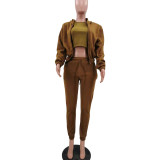 Women'S Fleece Hoodies Hooded Sports Casual Three-Piece Pants Set