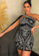 Sexy Cutout Low Back Beaded Cape Sleeve Women'S Party Evening Dress