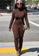 Fall/Winter Casual Solid Color Round Neck Slim Women Jumpsuit