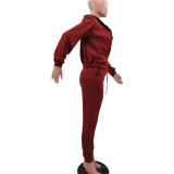 Women'S Fleece Hoodies Hooded Sports Casual Three-Piece Pants Set