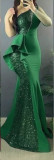 Women One Shoulder Sleeveless Bodycon Dress Evening Dress