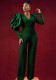 Women V-Neck Asymmetric Puff Sleeve Jumpsuits