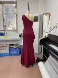 Women One Shoulder Sleeveless Bodycon Dress Evening Dress