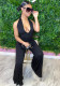 Women's Deep V Strap Low Back Jumpsuit
