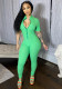 Women's Ribbed Short Sleeve Zipper Jumpsuit