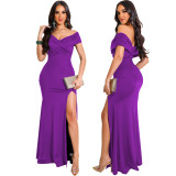 Women Sexy V-Neck Sleeveless Slit Long Dress