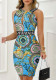Women'S Cross Halter Neck Print Slim Waist Bodycon Party Dress