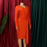 Women's Fall Fashion Plus Size V Neck Long Sleeve Chic Pencil Dress