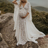 Spring Summer Pregnant Women Fluffy Swing Lace Dress