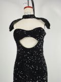 Womens Sexy Sequin Strapless Formal Party Dress Bodycon Evening Dress