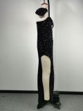Womens Sexy Sequin Strapless Formal Party Dress Bodycon Evening Dress