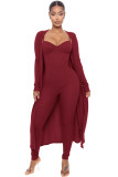 Fall Women'S Fashion Straps Jumpsuit + Casual Fall Loose Long Sleeves Cardigan