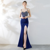 Sexy Night Long Fishtail Straps Dress Formal Party Evening Dress