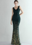 Chic Tight Fitting Long Sequin Gradient Sequin Formal Party Dress