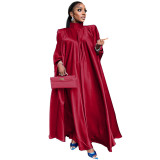 Dubai Muslim Women'S High Neck Loose Swing Robe Satin Dress Women'S Abaya