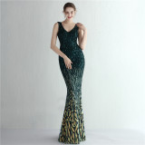 Chic Tight Fitting Long Sequin Gradient Sequin Formal Party Dress