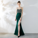 Sexy Night Long Fishtail Straps Dress Formal Party Evening Dress
