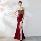 Sexy Night Long Fishtail Straps Dress Formal Party Evening Dress