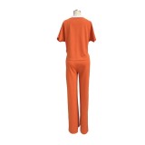 Women Casual Short Sleeve T-Shirt + Pant Two Pieces