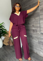 Women Casual Short Sleeve T-Shirt + Pant Two Pieces