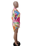 Women's Tie Dye Print Fashion Cardigan Dress