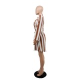 Women Wear Casual Striped Long-Sleeved Dress