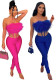 Fashion Sexy Strapless Fluffy Slim Jumpsuit Women