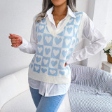 Fall/Winter Preppy Heart Print Knitting Vest Sweater Vest