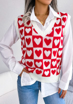 Fall/Winter Preppy Heart Print Knitting Vest Sweater Vest Fall/Winter Preppy Heart Print Knitting Vest Sweater Vest