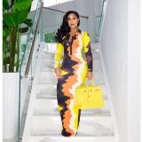 Fall/Winter Positioning Print Multicolor Tie Dye Dress