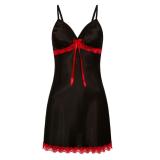 faux silk lace suspender nightdress with bow
