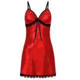 faux silk lace suspender nightdress with bow