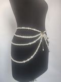 (2pcs)Waist Chain Pearls Connected With Multi-Layer Tassel Side Swing Chain Belt