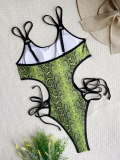 One Piece Swimsuit Women'S Sexy Snake Print Swimwear