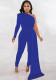 Women'S Fall Slash Shoulder Solid Tight Fitting Jumpsuit
