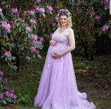 maternity evening dress lace beaded sleeveless skirt
