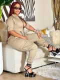 Women Fall Long Sleeve Zip Cargos Jumpsuit