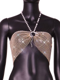 Women Sexy Flash Diamond Grid Crop Top