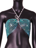 Women Sexy Flash Diamond Grid Crop Top